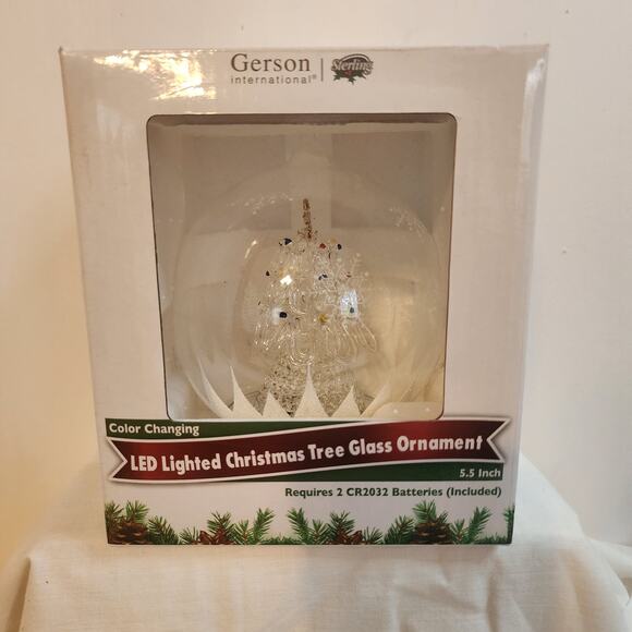 Gerson LED Glass Christmas Tree Ornament 5.5” Color Changing Lighted NIB - Picture 2 of 8